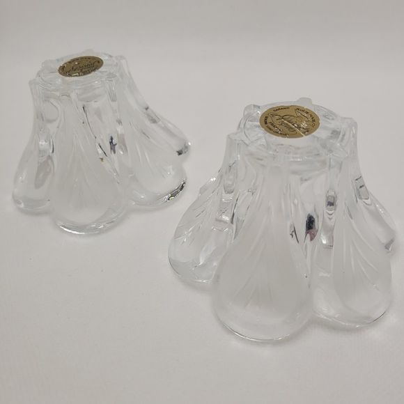 Genuine Lead Crystal d'Arques France Daisy Candlestick Holder Tapers  Set of 2 - Picture 4 of 14